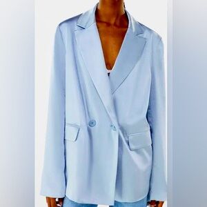 Bershka light blue satin Blazer NWT